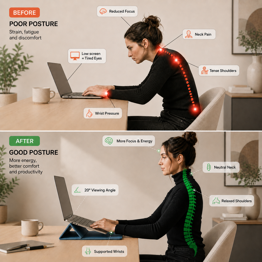 UP RIGHT DESK - Ergonomic Laptop Stand & Sleeve