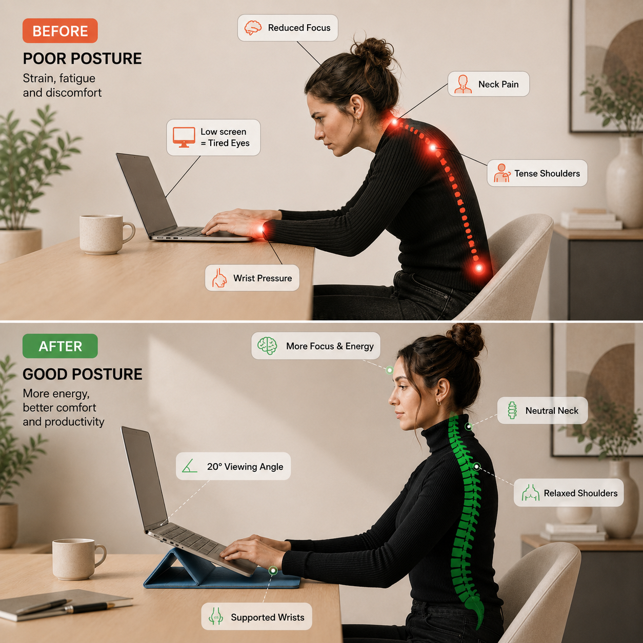 UP RIGHT DESK - Ergonomic Laptop Stand & Sleeve
