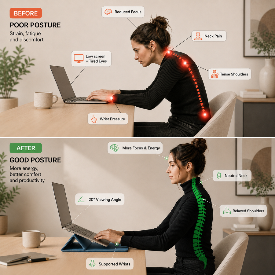 UP RIGHT DESK - Ergonomic Laptop Stand & Sleeve