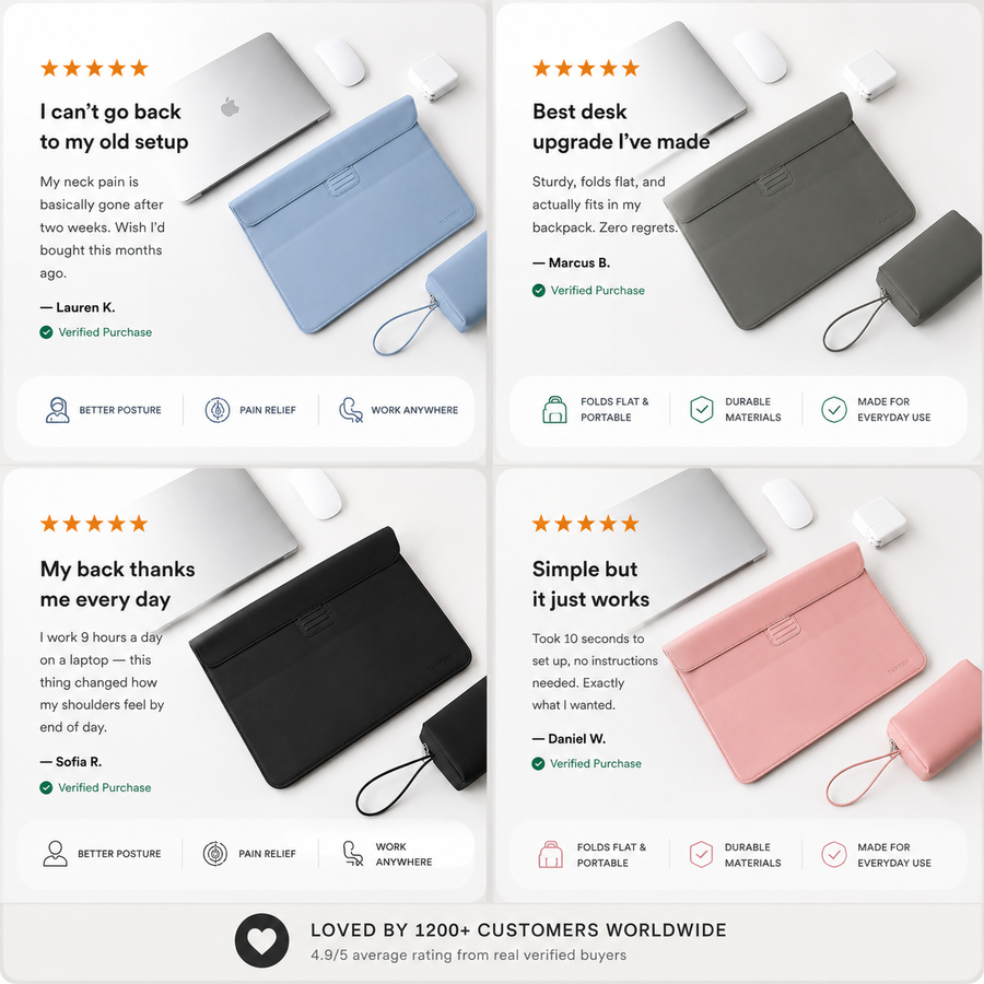 UP RIGHT DESK - Ergonomic Laptop Stand & Sleeve